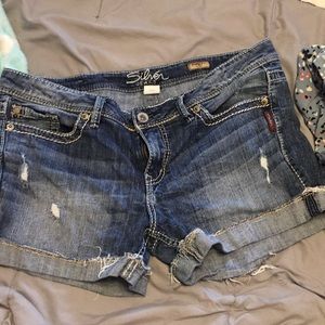 Silver jean shorts